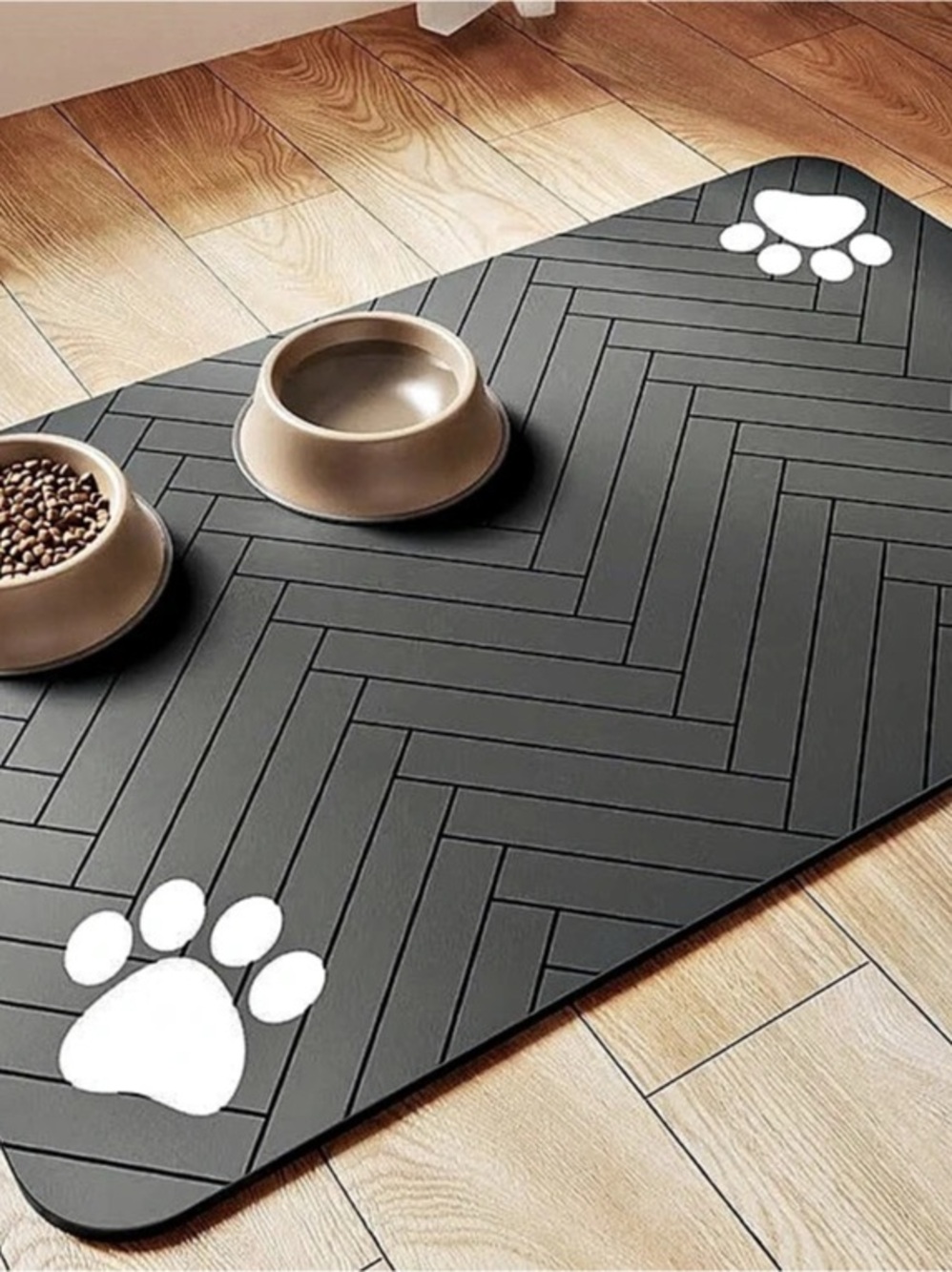 Pet Feeding Mat-Absorbent Pet Placemat for Food and Water Bowl, with Waterproof